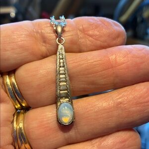 Elegant Silver Pendant Necklace with Ethiopian Opal